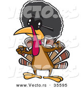 Vector of an African Cartoon Turkey with a Big Afro and Dark Sunglasses by Toonaday