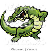 Vector of an Aggressive Cartoon Alligator Raising up During an Attack by Chromaco