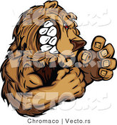 Vector of an Aggressive Cartoon Bear Mascot Gritting Teeth While in Fighting Stance by Chromaco