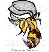 Vector of an Aggressive Cartoon Bee Mascot Charging Forward with Stinger out by Chromaco