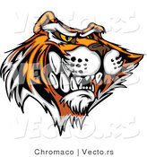 Vector of an Aggressive Cartoon Tiger Mascot Growling by Chromaco