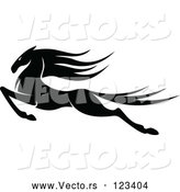 Vector of an Aggressively Leaping Black Horse by Vector Tradition SM