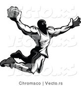 Vector of an Airborne Basketball Player Dunking Basketball - Grayscale by Chromaco