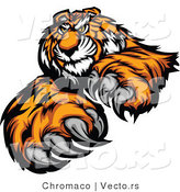 Vector of an Alpha Cartoon Tiger Mascot Grinning and Staring with Intimidating Eyes by Chromaco