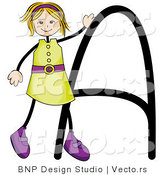 Vector of an Alphabet Letter a with a Stick Figure Girl by BNP Design Studio