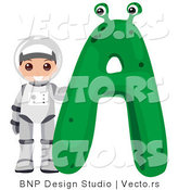 Vector of an Alphabet Letter a with an Astronaut Boy by BNP Design Studio