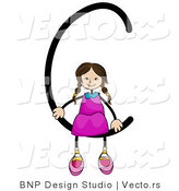 Vector of an Alphabet Letter C with a Stick Figure Girl by BNP Design Studio