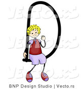 Vector of an Alphabet Letter D with a Stick Figure Boy by BNP Design Studio