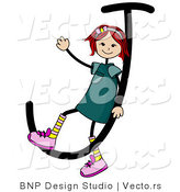 Vector of an Alphabet Letter J with a Stick Figure Girl by BNP Design Studio