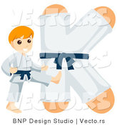Vector of an Alphabet Letter K with a Karate Boy by BNP Design Studio