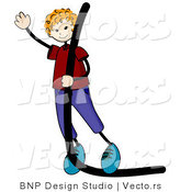 Vector of an Alphabet Letter L with a Stick Figure Boy by BNP Design Studio