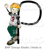 Vector of an Alphabet Letter P with a Stick Figure Boy by BNP Design Studio