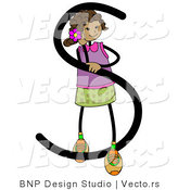 Vector of an Alphabet Letter S with a Stick Figure Girl by BNP Design Studio