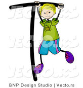 Vector of an Alphabet Letter T with a Stick Figure Boy by BNP Design Studio