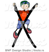 Vector of an Alphabet Letter X with a Stick Figure Boy by BNP Design Studio