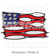 Vector of an American Flag Made of Tennis Balls and Rackets by Chromaco