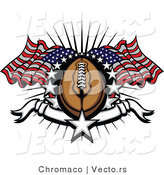 Vector of an American Football Surrounded by Stars and Flags by Chromaco