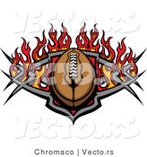 Vector of an American Football with Tribal Designs and Flames by Chromaco