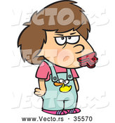 Vector of an Angry Cartoon Girl Wearing a Clip over Her Potty Mouth by Toonaday