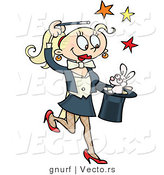 Vector of an Attractive Female Magician Performing Magic Tricks with a Rabbit in a Hat by Gnurf