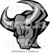 Vector of an Intimidating Bull with Red Eyed and Sharp Horns by Chromaco