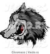 Vector of an Intimidating Gray Wolf Mascot Character by Chromaco