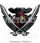 Vector of an Intimidating Pirate Holding 2 Crossed Swords by Chromaco