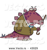 Vector of an Old Grumpy Cartoon Dinosaur Waving His Cane Aggressively by Toonaday