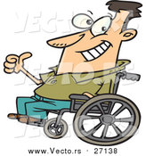 Vector of an Optimistic Man Sitting on a Wheelchair - Cartoon Style by Toonaday