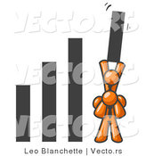Vector of an Orange Guy on Another Guy's Shoulders Raising a Bar in a Graph by Leo Blanchette