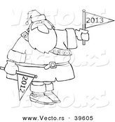 Vector of an Outlined 2013 Cartoon Santa by Djart