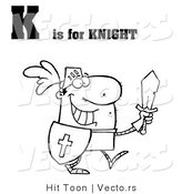 Vector of an Outlined Knight with Letter K by Hit Toon