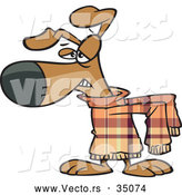 Vector of an Unhappy Cartoon Dog Wearing an Uncomfortable Sweater by Toonaday