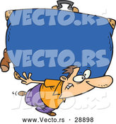 Vector of an Unstoppable Cartoon Man Carrying a Giant Suitcase over His Back by Toonaday