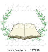 Vector of Antique Book Open with Blank Pages and Branches by BNP Design Studio
