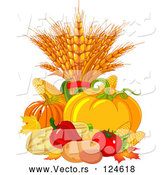 Vector of Autumn Harvest Vegetables and Leaves by Pushkin