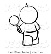 Vector of Baby Outline with a Rattle - Coloring Page Outlined Art by Leo Blanchette