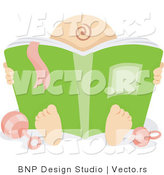 Vector of Baby Reading Big Book by BNP Design Studio