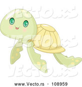 Vector of Baby Sea Turtle with Big Green Eyes by Pushkin