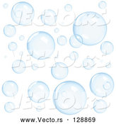 Vector of Background of Transparent Blue Floating Bubbles by Oligo