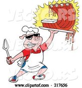Vector of Bbq Pig Carrying Dripping Ribs by LaffToon