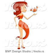 Vector of Beautiful Cancer Zodiac Girl with a Crab by BNP Design Studio