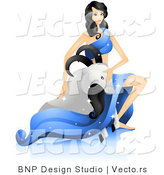 Vector of Beautiful Horoscope Capricorn Girl Petting a Sea Goat by BNP Design Studio