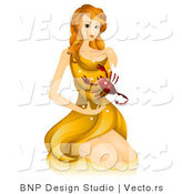 Vector of Beautiful Horoscope Scorpio Girl with a Scorpion by BNP Design Studio