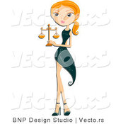 Vector of Beautiful Libra Zodiac Girl Carrying Scales by BNP Design Studio