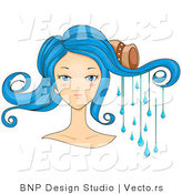 Vector of Beautiful Scorpio Girl's Face with Water Dripping from Her Hair by BNP Design Studio