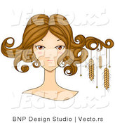 Vector of Beautiful Virgo Girl's Face with Wheat Hanging from Her Hair by BNP Design Studio