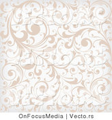 Vector of Beige and White Background Pattern with Leafy Vines by OnFocusMedia