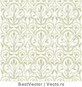 Vector of Beige Flowers with Vines - Seamless Digital Background by BestVector