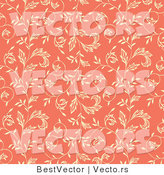 Vector of Beige Ivy Vines on Salmon Pink Seamless Background by BestVector